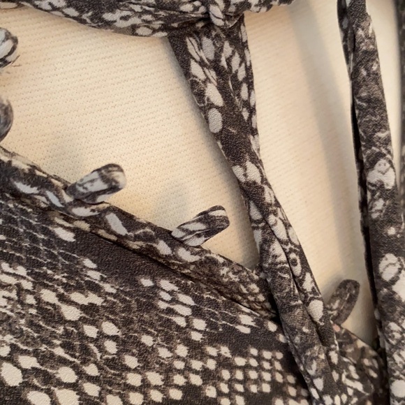Free People Snake Print Tie Neck Blouse - Picture 3 of 8